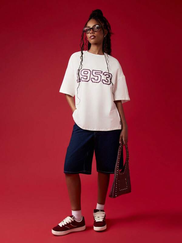 Missguided Missguided X Playboy Oversized College Style Year Print Graphic Varsity Design T-Shirt