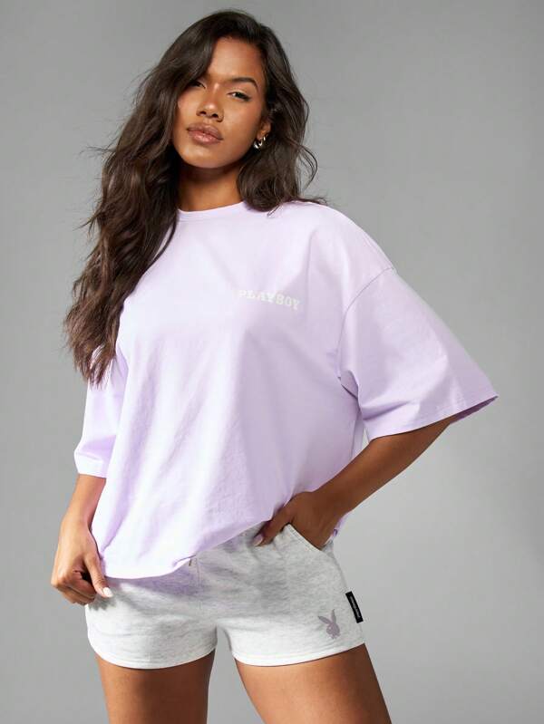 Missguided Missguided X Playboy Oversized Comfort Fit Bunny Logo Print T-Shirt