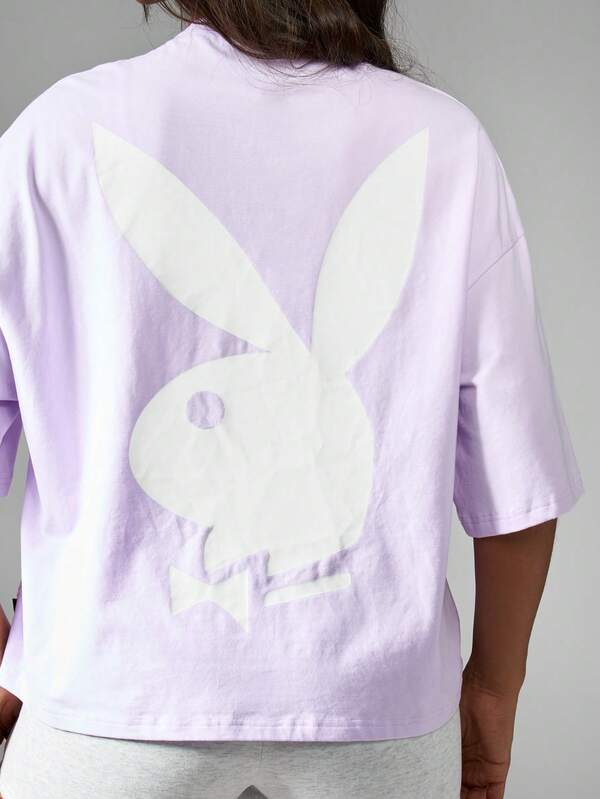 Missguided Missguided X Playboy Oversized Comfort Fit Bunny Logo Print T-Shirt