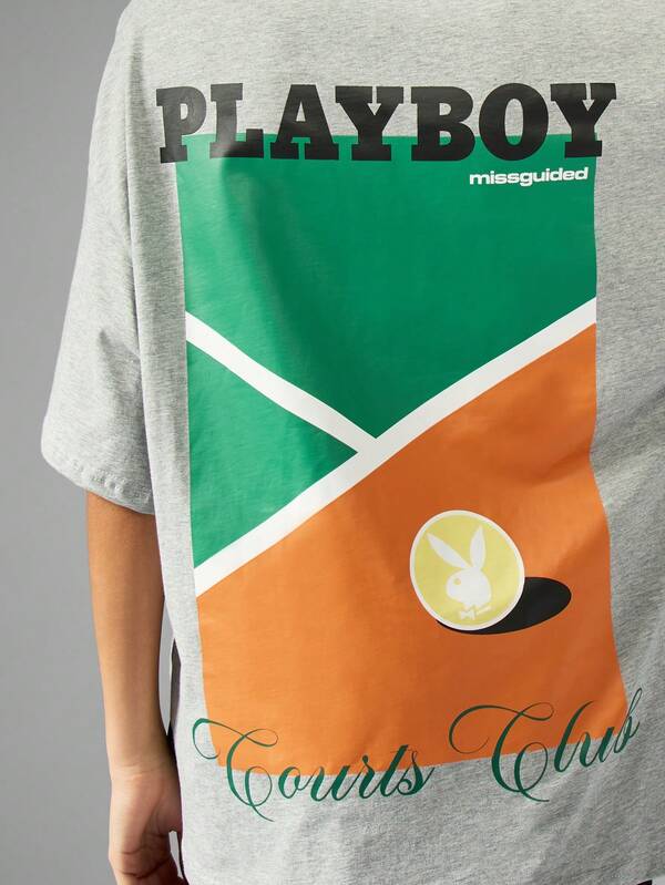 Missguided Missguided X Playboy Oversized Comfy Basic Crew Neck T-Shirt