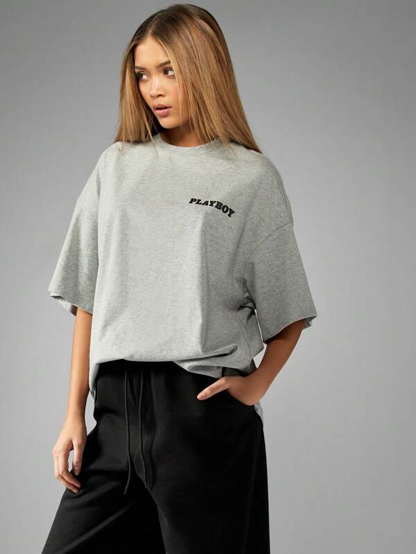 missguided Missguided x Playboy Oversized Comfy Basic Crew Neck T-Shirt