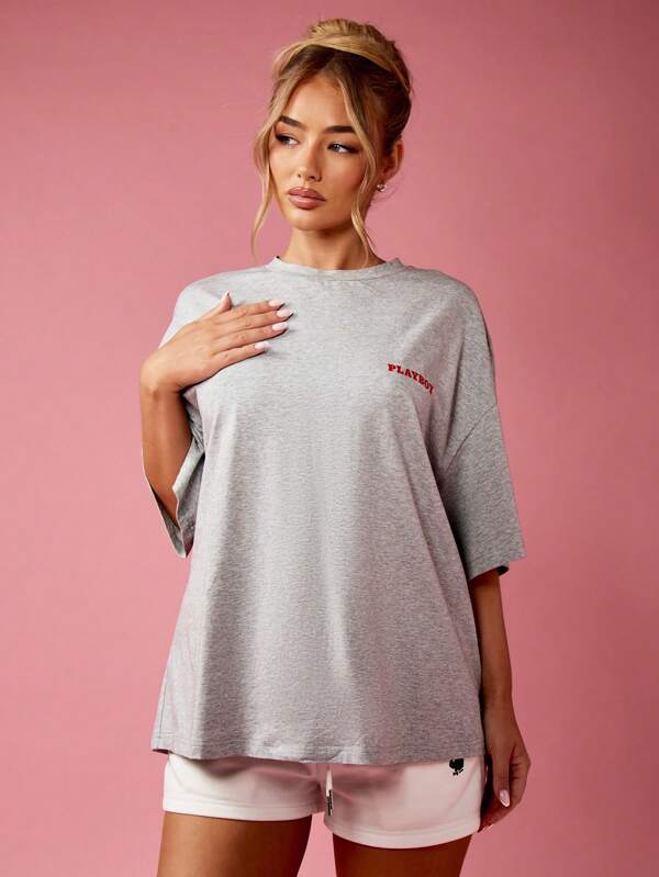 Missguided Missguided X Playboy Oversized Contemporary Bunny Design T-Shirt
