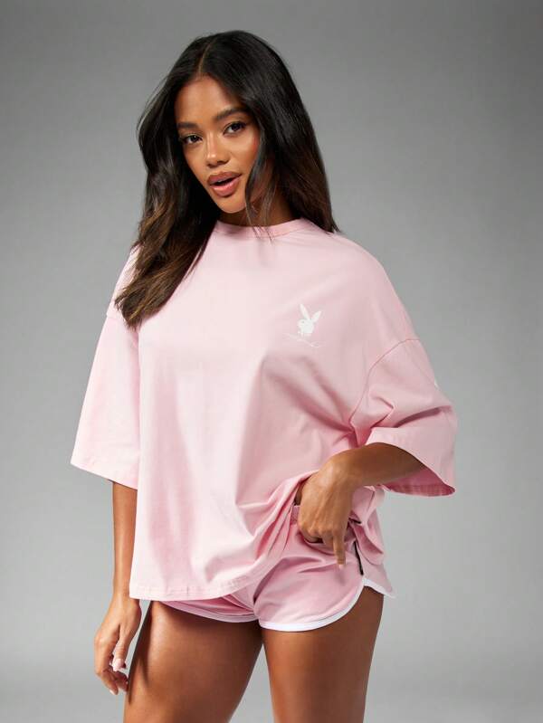 Missguided Missguided X Playboy Oversized Cotton T-Shirt With Classic Bunny Logo