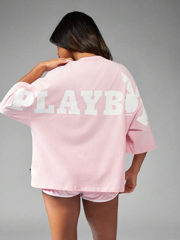 Missguided Missguided X Playboy Oversized Cotton T-Shirt With Classic Bunny Logo