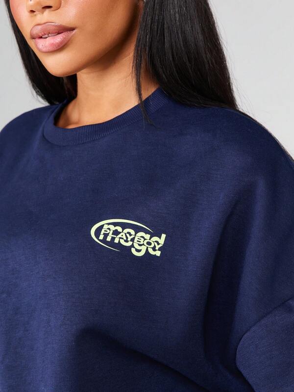 Missguided Missguided X Playboy Oversized Crew Neck Sweatshirt With Back Logo Print