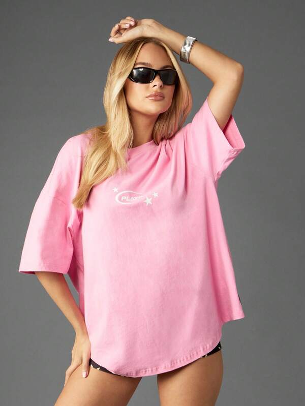 Missguided Missguided X Playboy Oversized Crew Neck T-Shirt With Logo