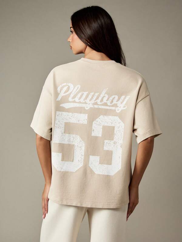 Missguided Missguided X Playboy Oversized Crew Neck Tee With Logo