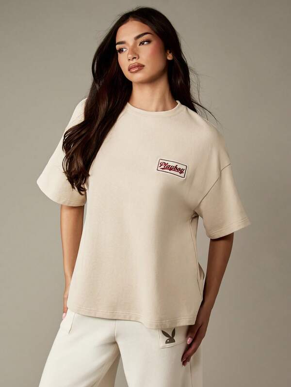 Missguided Missguided X Playboy Oversized Crew Neck Tee With Logo