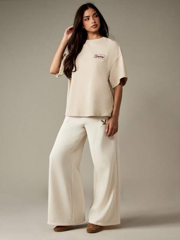 Missguided Missguided X Playboy Oversized Crew Neck Tee With Logo