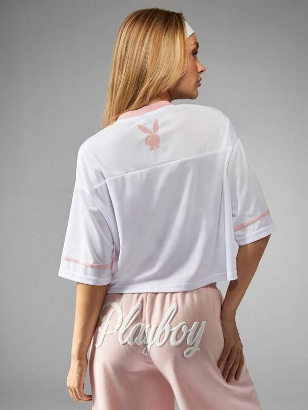 Missguided Missguided X Playboy Oversized Crop Football Jersey With Number Print