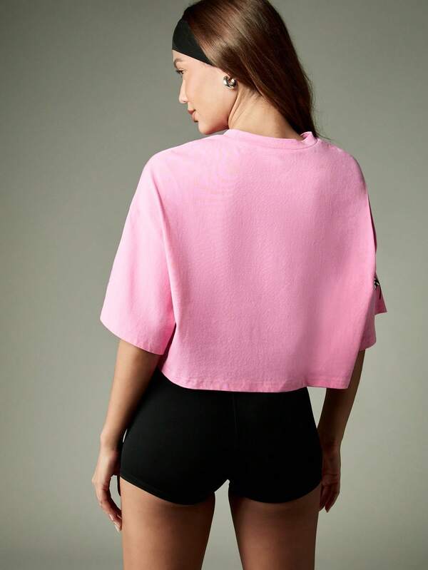 Missguided Missguided X Playboy Oversized Cropped Racing Club T Shirt With Bunny Logo Print
