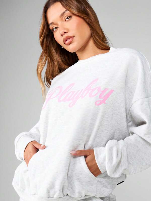 Missguided Missguided X Playboy Oversized Graphic Sweatshirt With Bunny Print