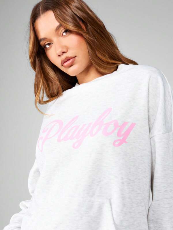 Missguided Missguided X Playboy Oversized Graphic Sweatshirt With Bunny Print