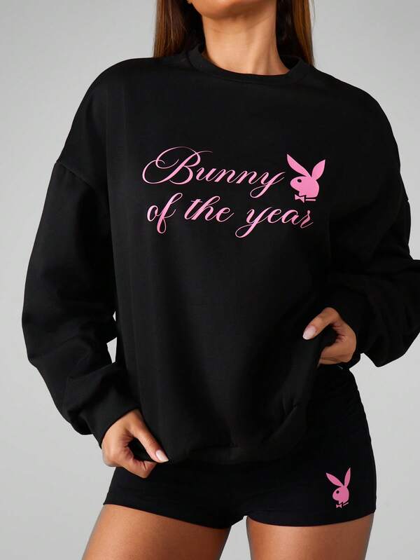 Missguided Missguided X Playboy Oversized Graphic Sweatshirt With Bunny Print