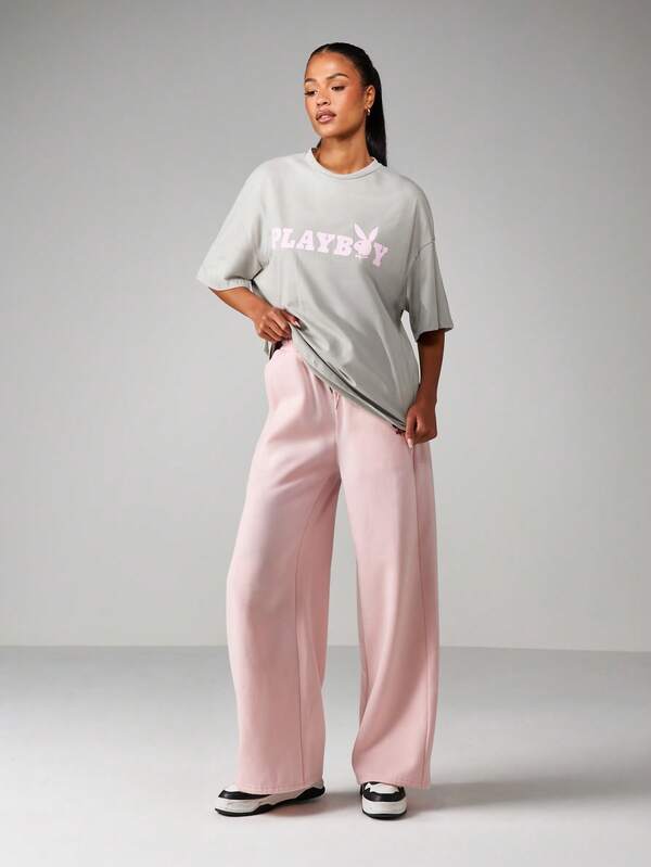 Missguided Missguided X Playboy Oversized Graphic T Shirt With Statement Print
