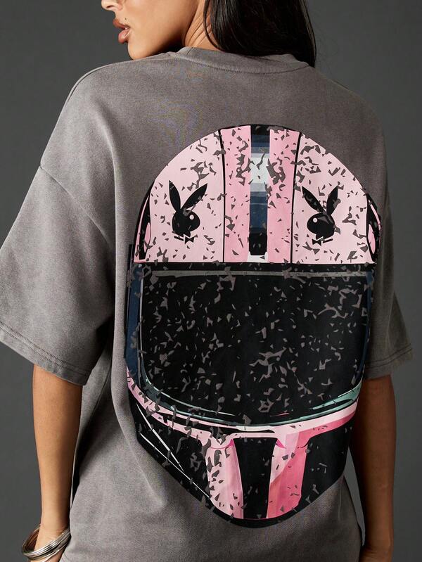 Missguided Missguided X Playboy Oversized Graphic Tee With Print
