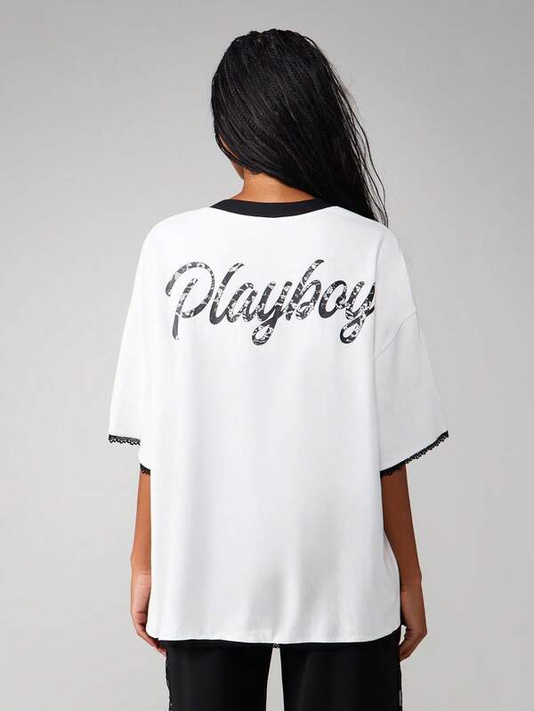 Missguided Missguided X Playboy Oversized Graphic Tee With Snake Print
