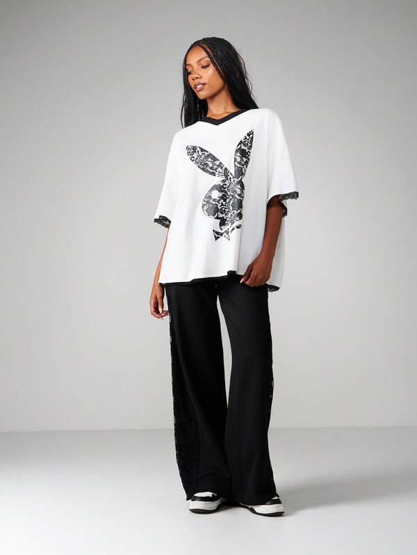 Missguided Missguided X Playboy Oversized Graphic Tee With Snake Print