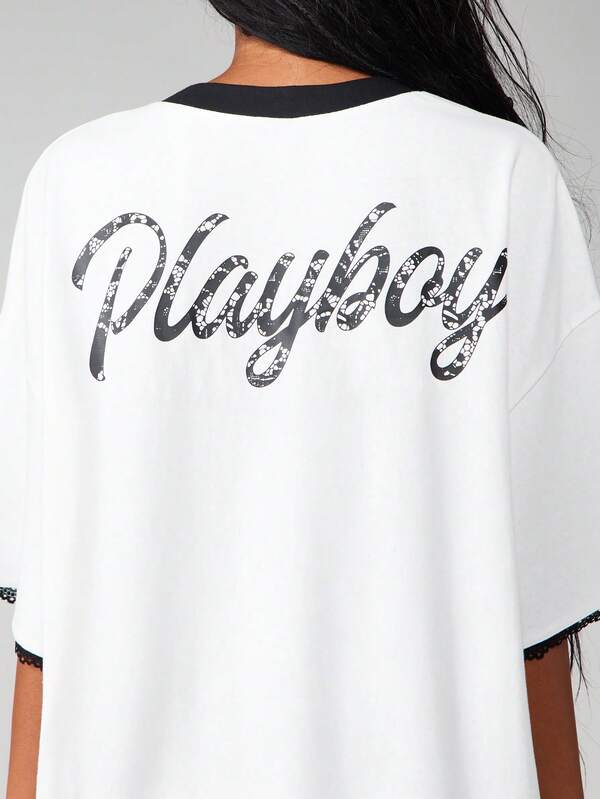 Missguided Missguided X Playboy Oversized Graphic Tee With Snake Print