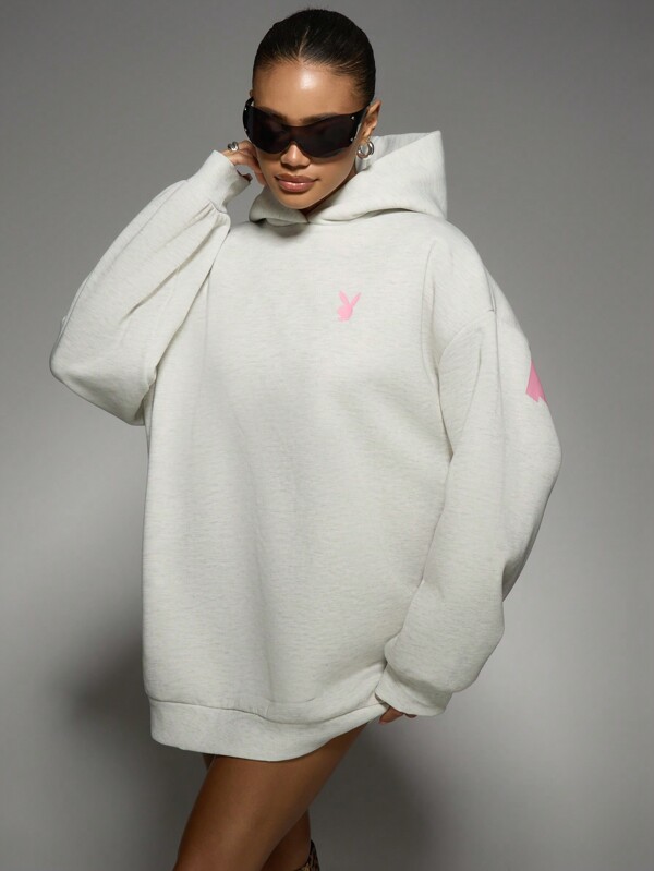 Missguided Missguided X Playboy Oversized Hoodie Sweatshirt With Logo Print