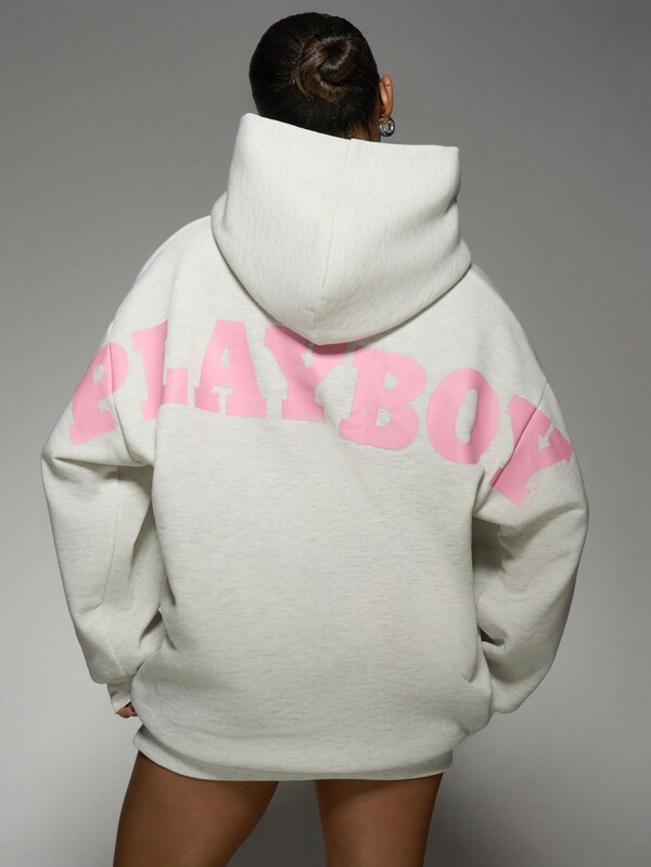 missguided Missguided x Playboy Oversized Hoodie Sweatshirt With Logo Print