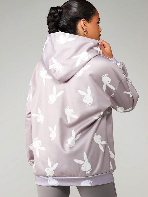 Missguided Missguided X Playboy Oversized Hoodie With Bunny Print