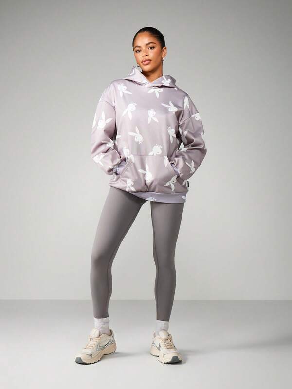 Missguided Missguided X Playboy Oversized Hoodie With Bunny Print