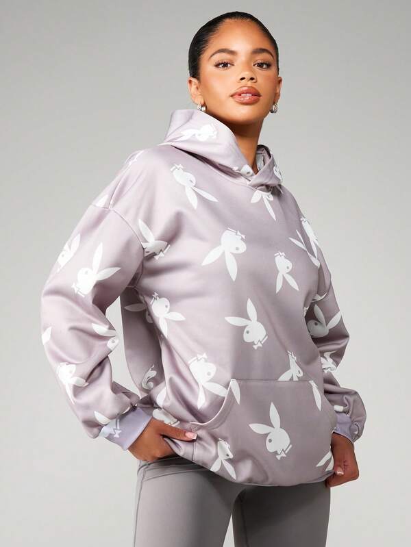 missguided Missguided x Playboy Oversized Hoodie With Bunny Print