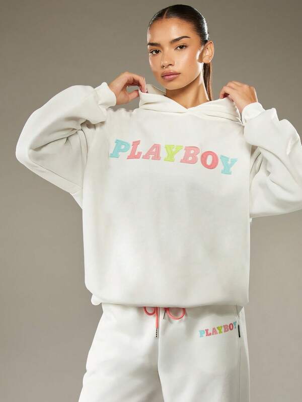 missguided Missguided x Playboy Oversized Hoodie With Centre Pocket