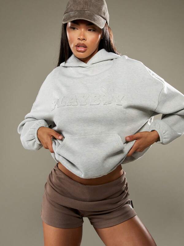 missguided Missguided x Playboy Oversized Hoodie With Drawstring And Pocket