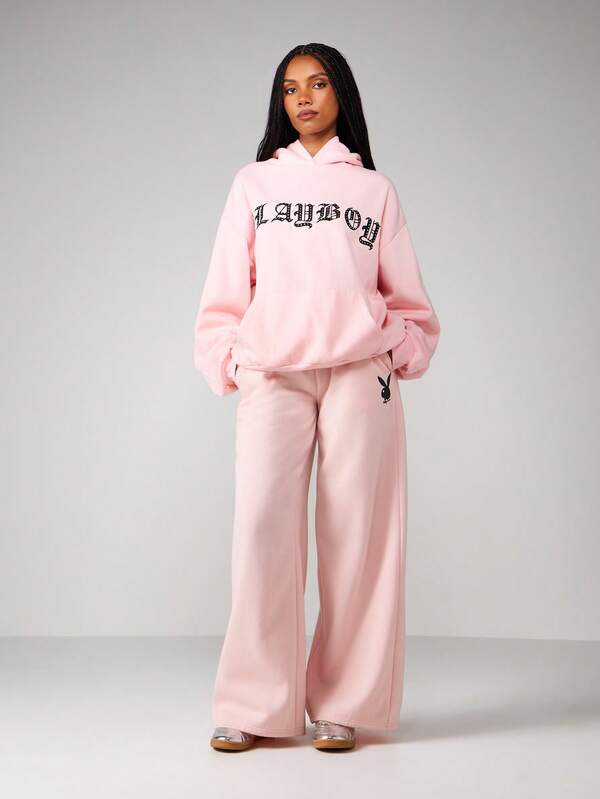 Missguided Missguided X Playboy Oversized Hoodie With Embroidered Graphic Design