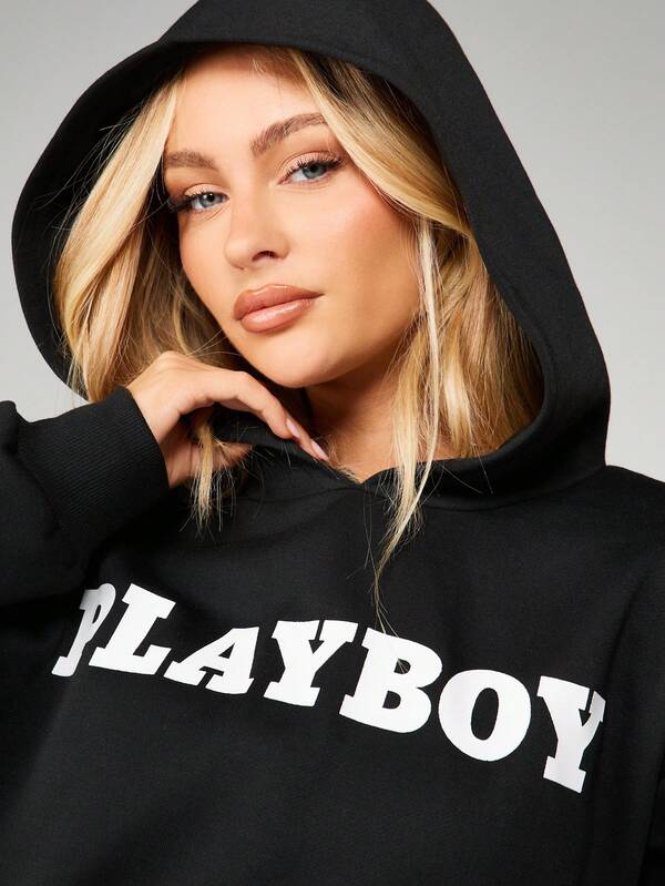 Missguided Missguided X Playboy Oversized Hoodie With Logo