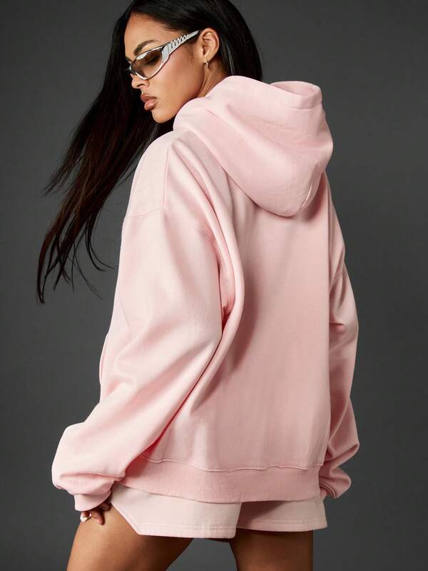 Missguided Missguided X Playboy Oversized Hoodie With Metallic Graphic Print
