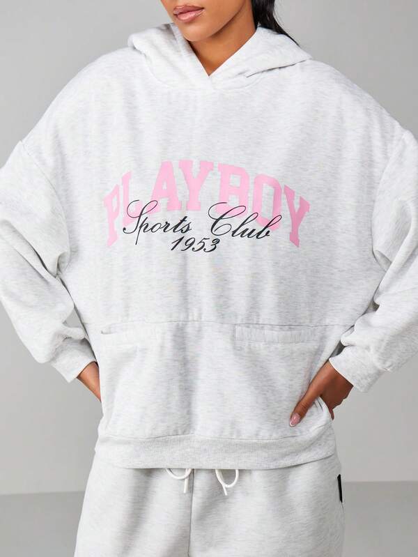 Missguided Missguided X Playboy Oversized Hoodie With Sports Club Print