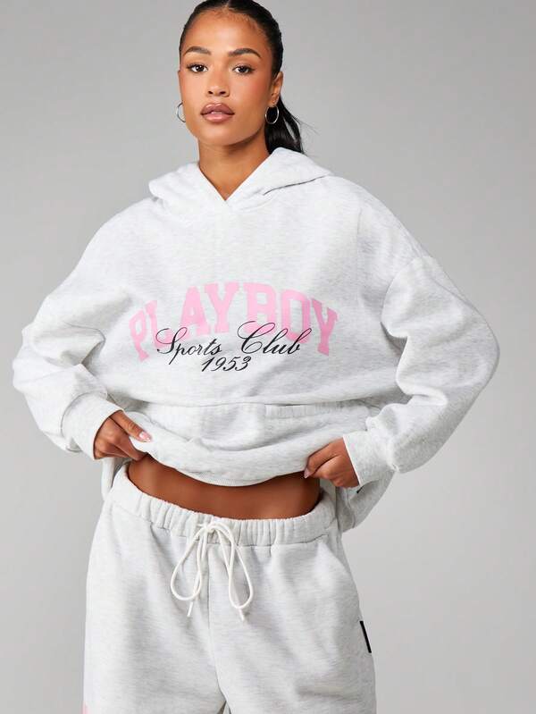 missguided Missguided x Playboy Oversized Hoodie With Sports Club Print