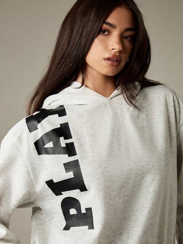 Missguided Missguided X Playboy Oversized Logo Print Hoodie With Drawstring