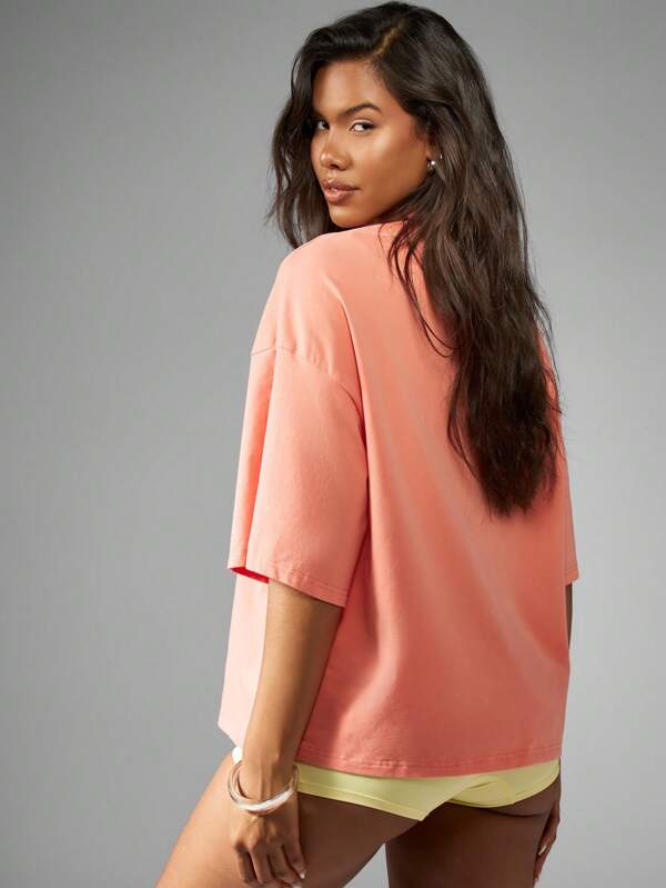 Missguided Missguided X Playboy Oversized Logo Short Sleeve Casual T-Shirt