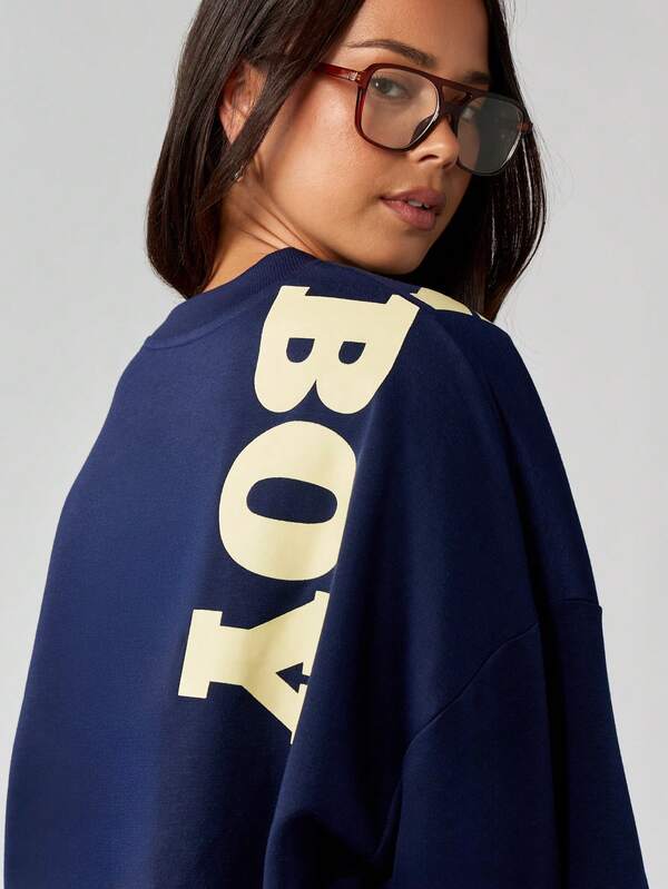Missguided Missguided X Playboy Oversized Logo Sweatshirt With Long Sleeves