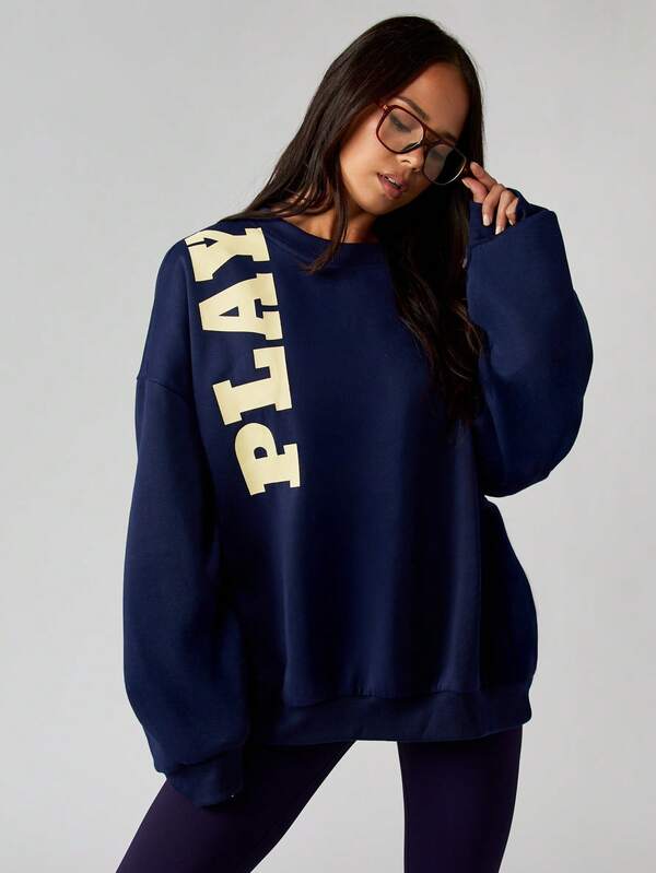 missguided Missguided x Playboy Oversized Logo Sweatshirt With Long Sleeves