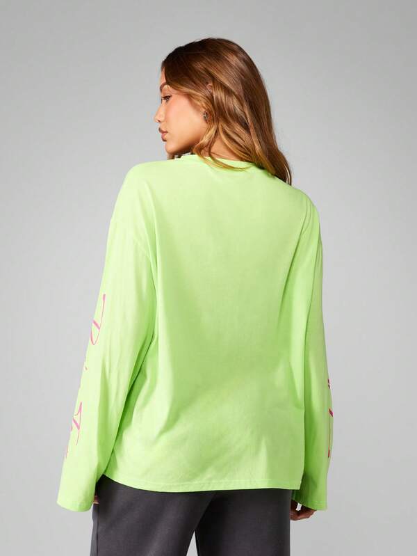 Missguided Missguided X Playboy Oversized Long Sleeve Racing Graphic Tee