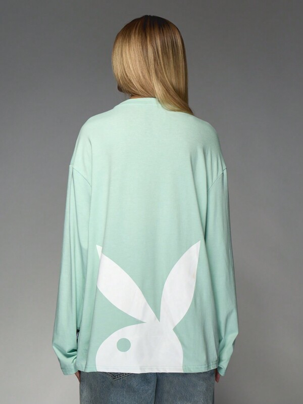 Missguided Missguided X Playboy Oversized Long Sleeve T-Shirt With Logo Print