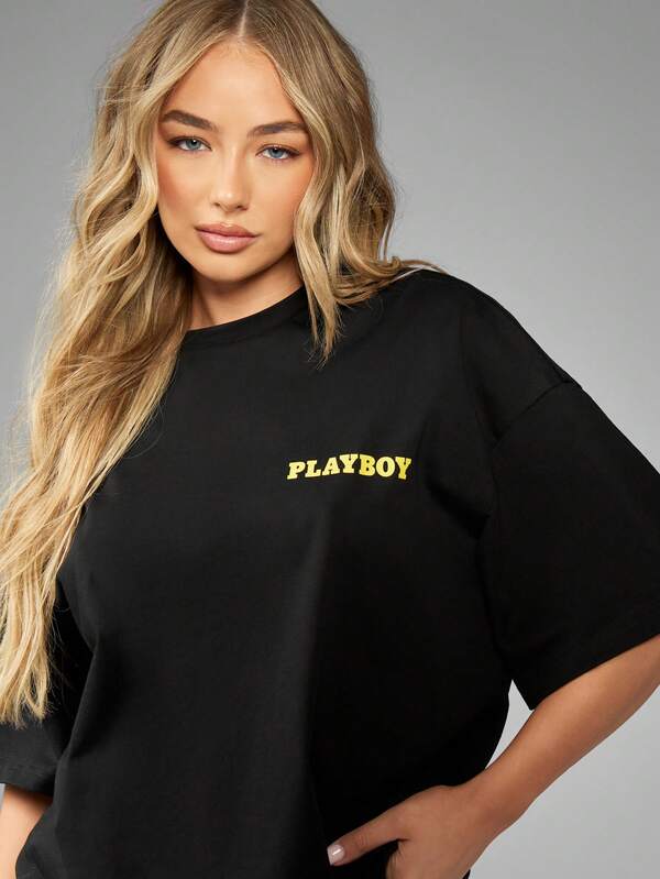 Missguided Missguided X Playboy Oversized Magazine Cover Graphic Women T-Shirt