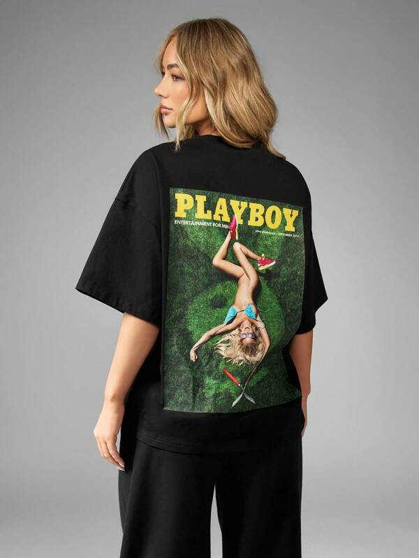 missguided Missguided x Playboy Oversized Magazine Cover Graphic Women T-Shirt