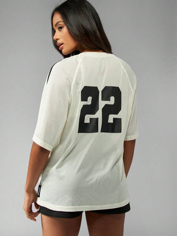 Missguided Missguided X Playboy Oversized Mesh Jersey Casual T-Shirt