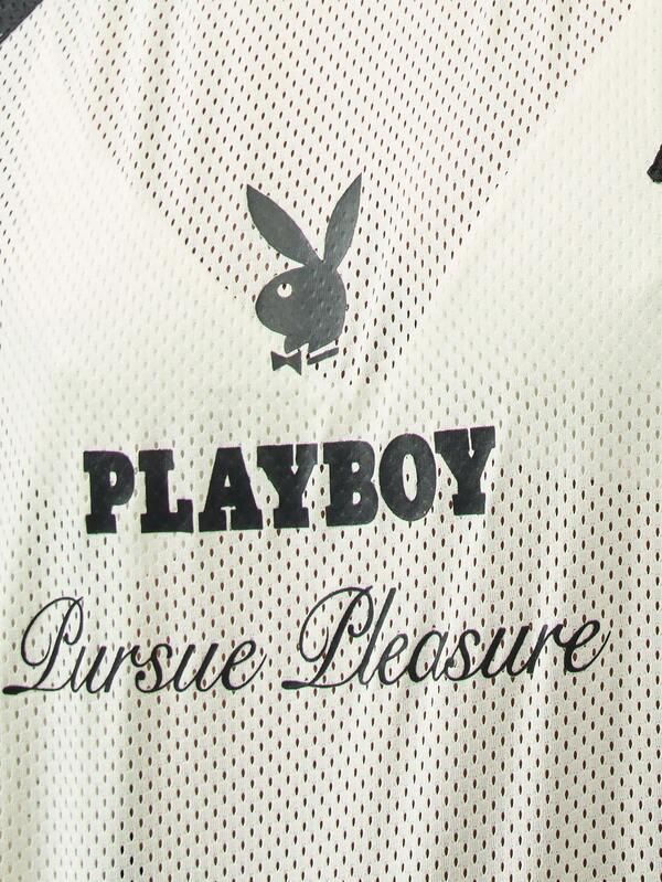 Missguided Missguided X Playboy Oversized Mesh Jersey Casual T-Shirt