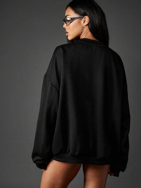 Missguided Missguided X Playboy Oversized Metallic Graphic Crew Neck Sweatshirt