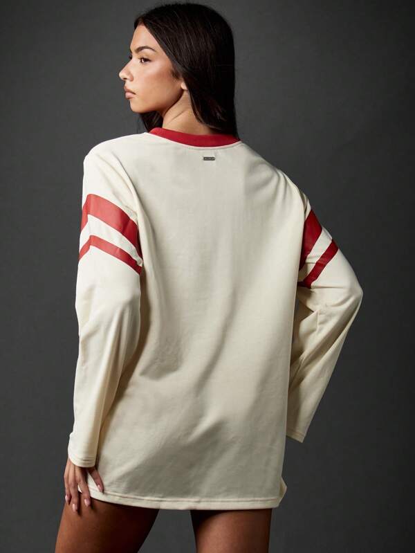 Missguided Missguided X Playboy Oversized Mini Dress With Long Sleeves And Varsity Design