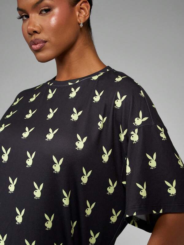 Missguided Missguided X Playboy Oversized Print T-Shirt