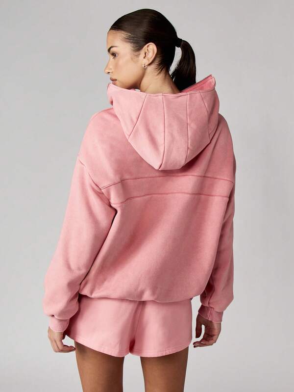 Missguided Missguided X Playboy Oversized Quarter Zip Hooded Sweatshirt With Centre Pocket