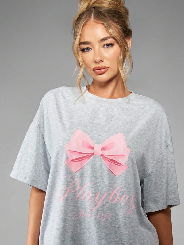 Missguided Missguided X Playboy Oversized Retro Graphic Print T-Shirt